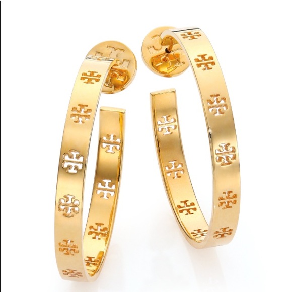 Tory Burch Jewelry - Tory Burch Gold Plated Double-T hoop earrings